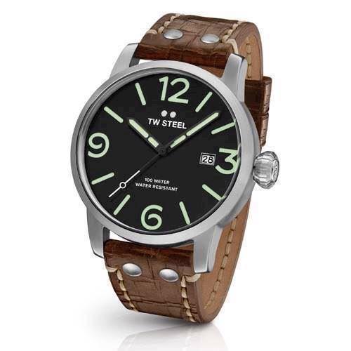 Image of sort med neon grøn 45 mm Quartz Miyota 2417 Herre ur fra TW Steel Maverick